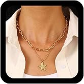 Andelaisi Boho Layered Starfish Necklace Choker Vintage Starfish Pendant Necklace Ocean Sea Stars Necklaces Punk Paperclip Chain Clavicle for Women