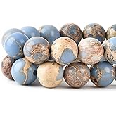 4mm Blue Violet Sea Sediment Imperial Jasper Round Gemstone Natural Stone Loose Beads for Jewelry Making Design Crafts 90 Pcs 15 Inch