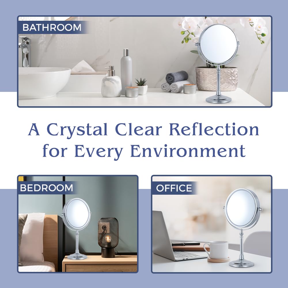 MIRRORVANA Large Double Sided 10X and 1X Magnifying Makeup Mirror with Stand in Gift Box, 15” Tall and 8” Wide