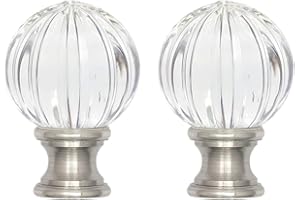 ECUDIS 2 Packs Lamp Finial Cap Knob lamp Screw Top Lamp Decoration for Lamp Shade, Pumpkin Shape, 1-3/4" Tall Finial (Nickel)