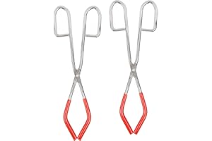 Hztyyier 2pcs Steel, Rubber Beaker Tongs, 10.1 x 3.54 x 0.3in, Red, Accommodates 50mL to 2000mL Beakers, Ideal for & Classroo