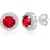 Devin Rose 925 Sterling Silver Round Halo Stud Earrings for Women made with Faceted Crystals Crystal Imitation Birthstone