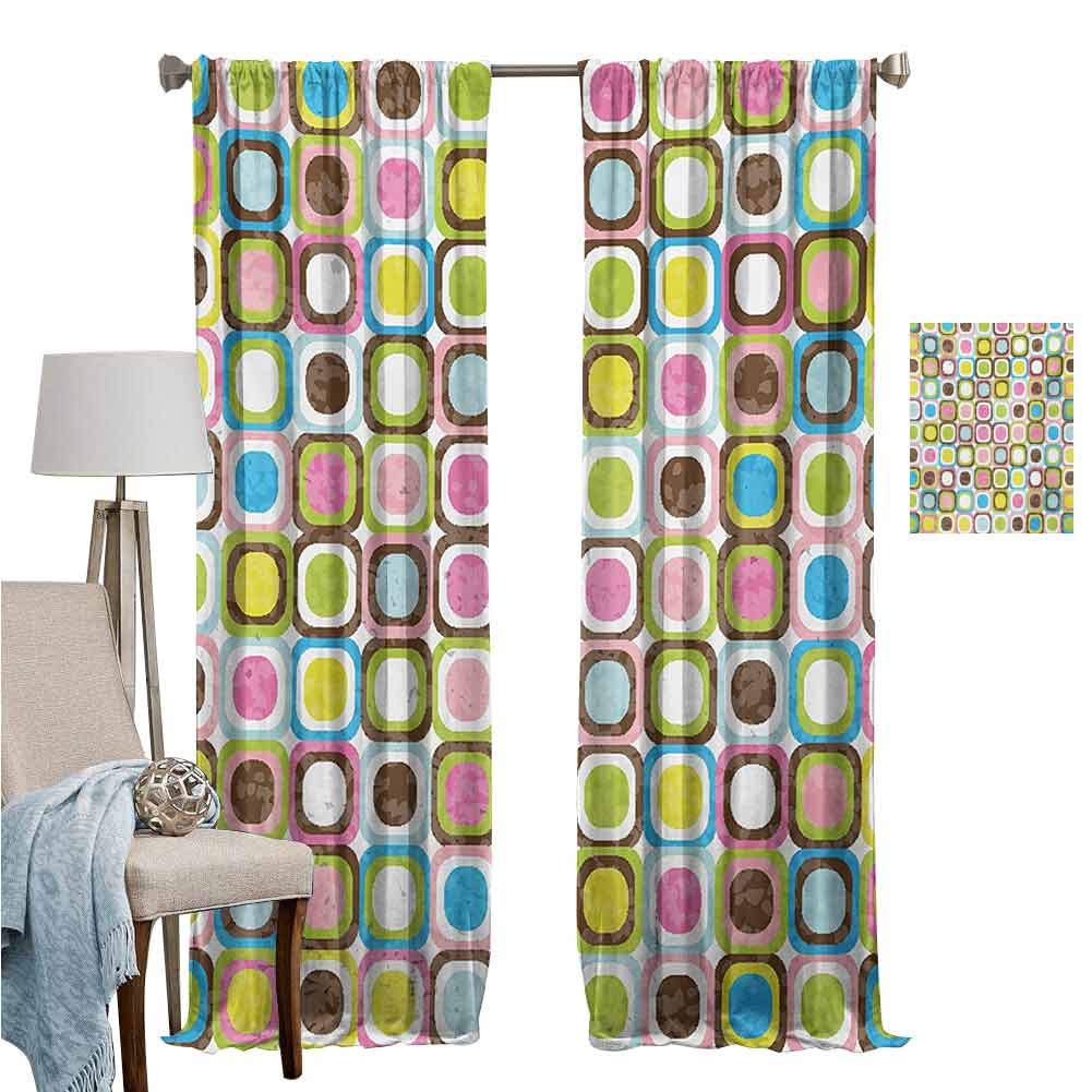 DRAGON VINES Wear Pole Curtains Decor Curtains Abstract Grunge Background with Geometric Cubes Inner Circles Artful Graphic Design Multicolor with Beautiful Patterns Set of 2 Panels W62 x L72