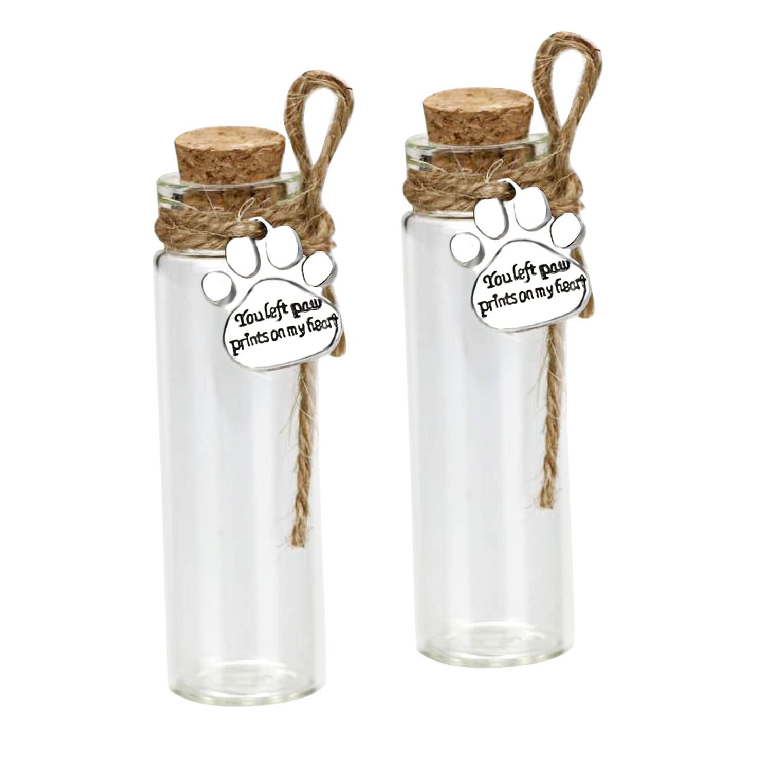 Pet Hair Memorial Bottle,Glass Vial For Ashes Or Hair Dog Or Cat Keepsake Pet Loss Gift (2pcs Bottle)