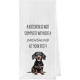 Geqtt Funny Dachshund Dish Towels - Dachshund Decorative Waffle Weave Kitchen Towels, Wiener Dog Gifts for Women Hand Towel, Wiener Dog Gifts Tea Towel (16×24 Inches)