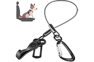 Lukovee Dog Car Seat Belt, Chew-Proof Stainless Steel Safety Seatbelt with Lockable Carabiner, New 2 in 1 Attachment for Seat