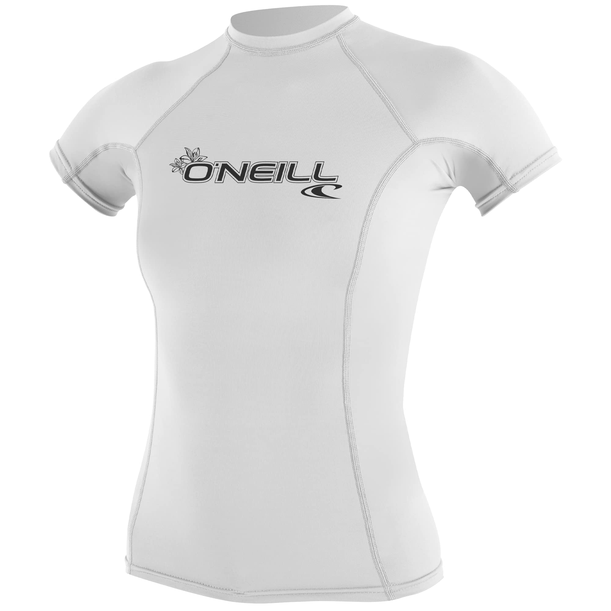 O'Neill Wetsuits Women's Men's Basic Skins Short Sleeve Sun Shirt Rash Vest, White, XS UK