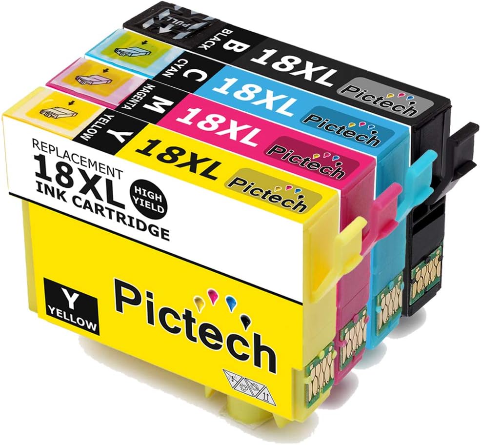 Pictech Replacement for Epson 18 18XL Ink Cartridges for Epson Expression Home XP-322 XP-422 XP-225 XP-305 XP-412 XP-405 XP-212 XP-215 XP-415 XP-425 XP-315 XP-102 XP-202 XP-302 XP-312 (1 Set)