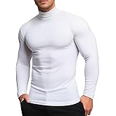 RGJU Mens Mock Turtleneck Long Sleeve Shirts, High Neck Thermal Base Layer