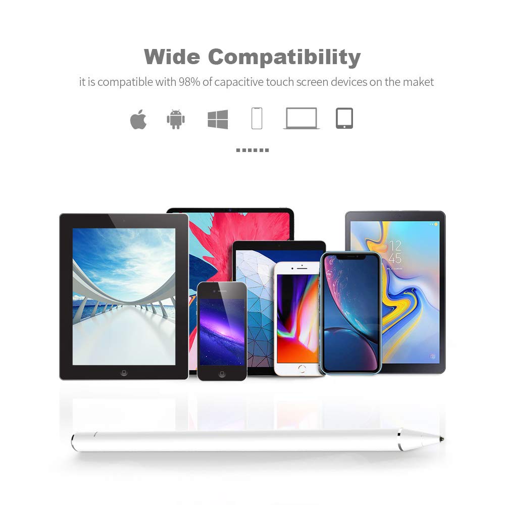 LOBKIN New Stylus Pens for Touch Screens High Sensitive Rechargeable Active Styli Tip with 1.5mm Fine Tip for Drawing & Writing, 5 Mins Auto-Off Smart Digital Pencil for Most Smartphones, Tablet