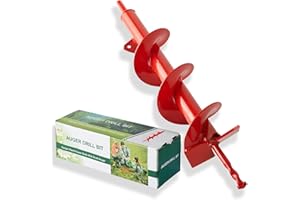 DEEGETEL 4x16" Upgraded Auger Drill Bit with Sharp Thickended Blades and Steel Cemented Carbide, Ice Augers for Ice Fishing Intensive Blades for Planting for 3/8" Hex Drive Drill