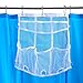 Smooth Trip Hanging Mesh Shower Organizer with Dispenser Pockets, 2 Movable Hanger Hooks and Plastic No-Rust Grommets
