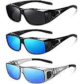 Wzerry Sunglasses Fit Over Glasses Polarized for Men Women, Wrap-Around Glasses UV400 Protection for Driving and Outdoor