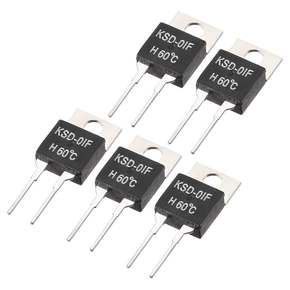 sourcing map Normally Open Temperature Switch, KSD-01F Thermal Switch Thermostat Temperature Controller 60℃ N.O 5pcs