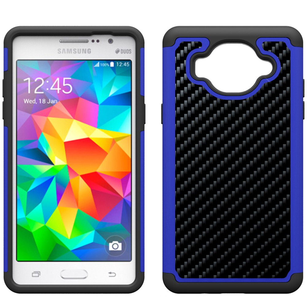 Galaxy ON5 Case, UrSpeedtekLive [Shock Absorption] Dual Layer Heavy Duty Protective Silicone Plastic Case Cover for Samsung Galaxy On5 - Blue