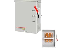 EXODIOS 200A General-Duty Double-Throw Heavy Duty Safety Switches, 3P 5 Wire Generator Transfer Switch, 120/240V Multiple Insulation Protection Non-Fusible Disconnect Switch Fit 2/0awg, NEMA-3R