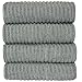 Luxury Hotel & Spa Towel Turkish Cotton Ribbed (Gray, Bath Towel - Set of 4)