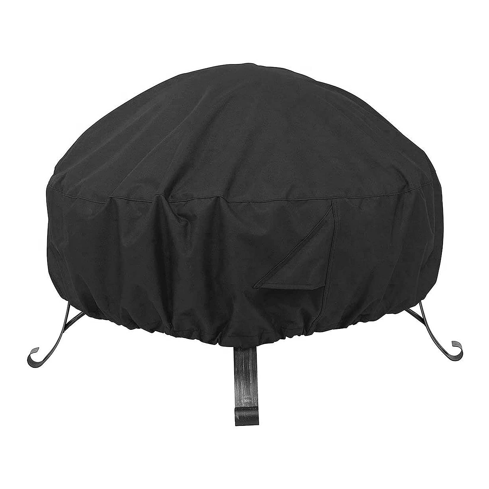 Photo 1 of vchin Round Fire Pit Cover 40-44 Inch 600D Heavy Duty Gas Firepit Cover with Drawstring and Handles, PVC Coating Waterproof and Fade Resistant (44" Dia x 18" H)