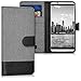 kwmobile Wallet case canvas cover for ZTE Axon 7 Mini - Flip case with card slot and stand in grey black