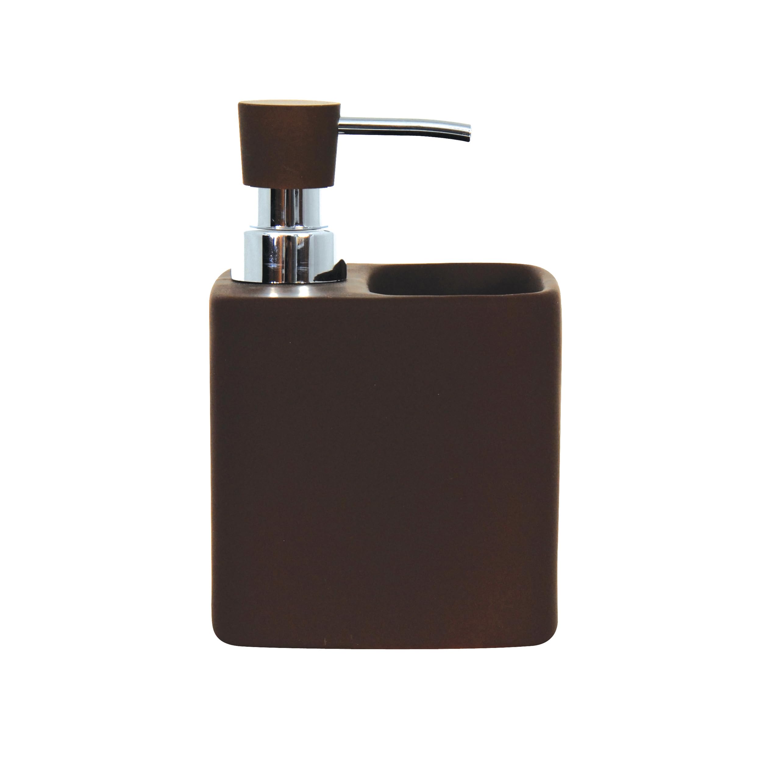MSV "Malaga Soap Dispenser With Sponge Holder, Brown
