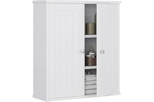 Meilocar Bathroom Wall Cabinet, Bathroom Cabinet Wall Mount, Over Toilet Space Saver Bathroom Storage Cabinet, Wood Medicine Cabinets for Bathroom Laundry Room Kitchen, White