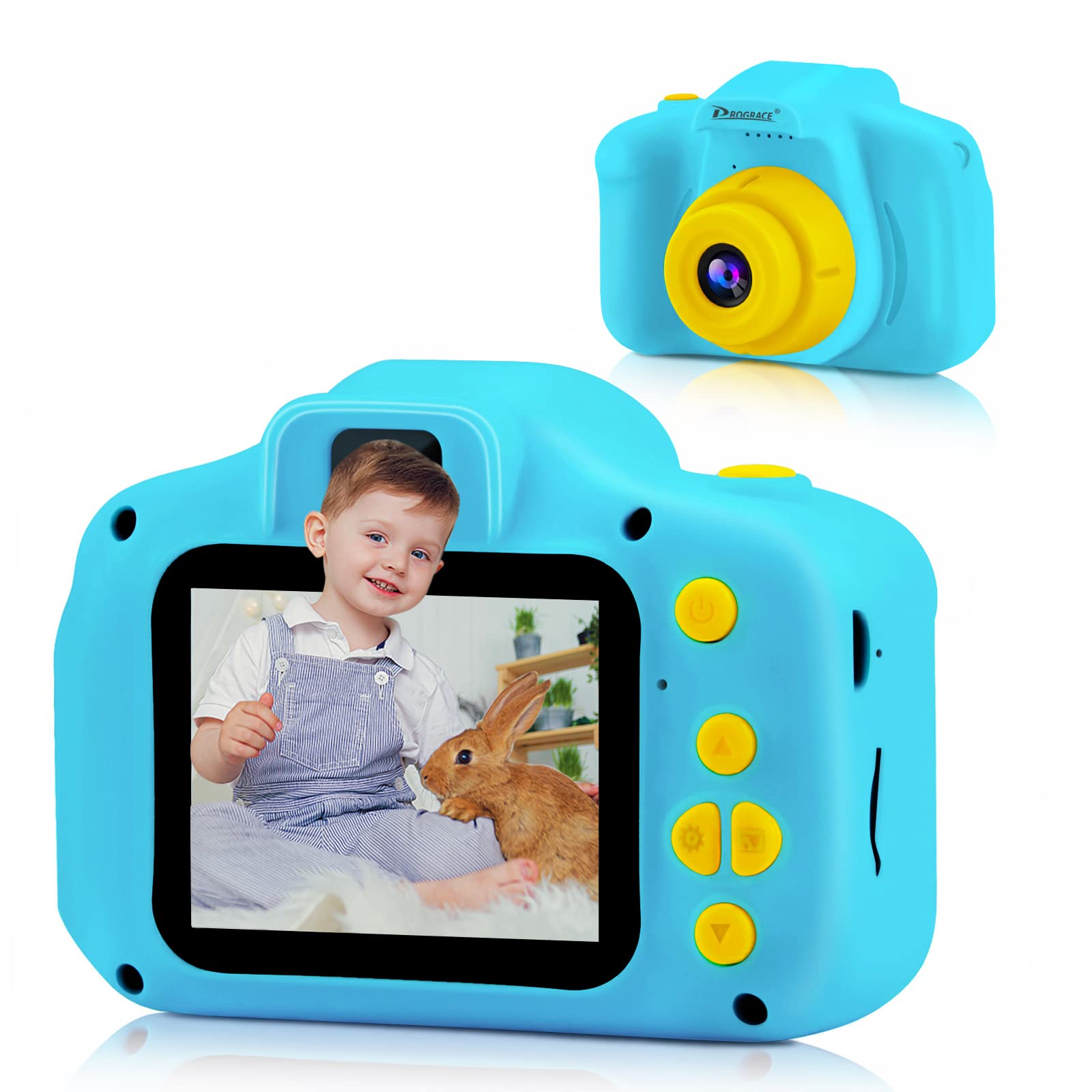 PROGRACE Kids Camera Boys Toy - Camera for Kids Boys Birthday Gifts 3 4 5 6 7 8 9 Year Old Children Toy Toddler Video Digital Camcorder IPS 2 Inch(No sd Card)