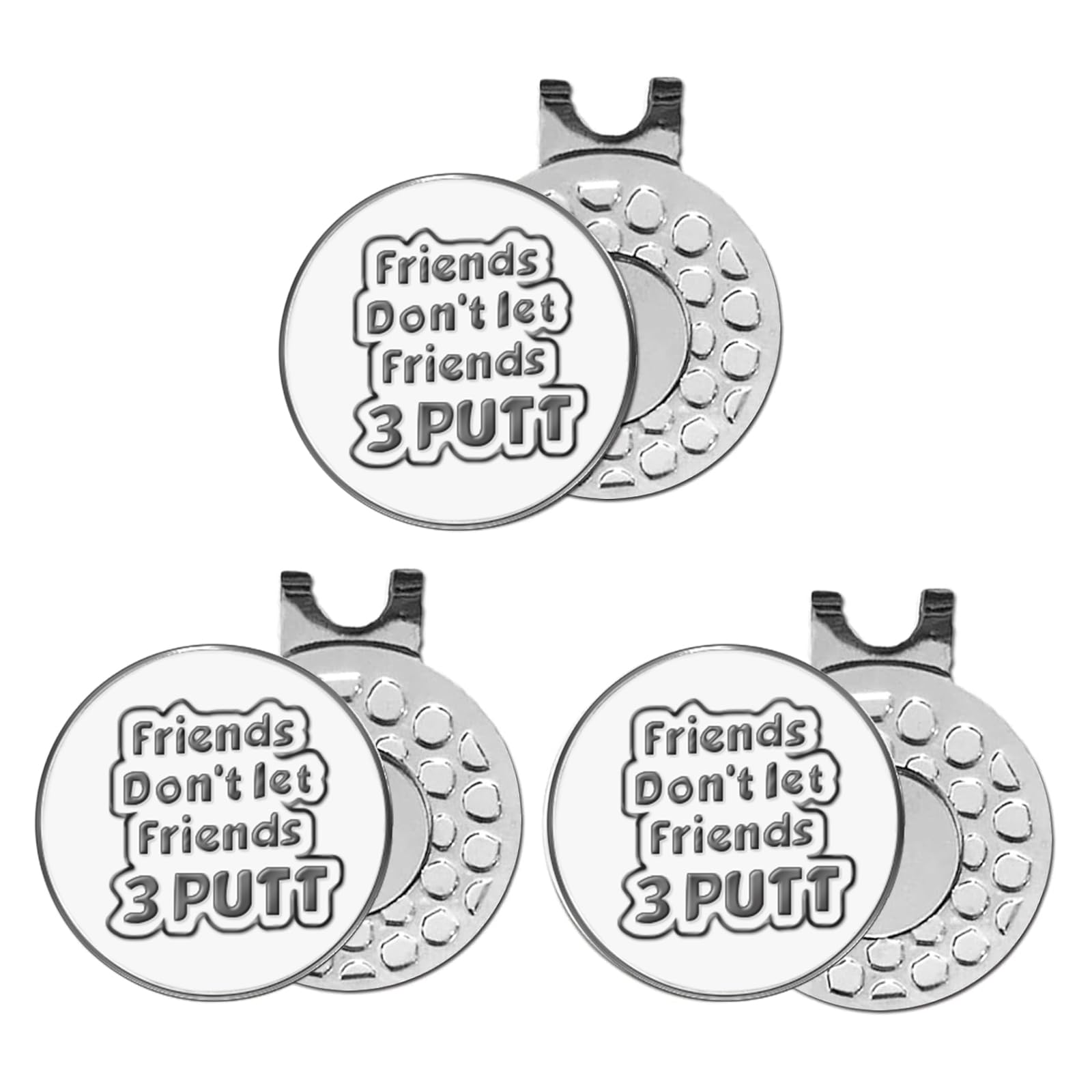 FINGER TEN Golf Ball Markers 3 Pcs with 3 Pack Hat