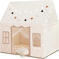 Large Kids Tent with Mat, Star Lights, Tissue Garland, Play Tent Indoor & Outdoor, Kids Play Tent for Girl & Boy Aged 3+, Kid
