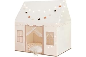 Large Kids Tent with Mat, Star Lights, Tissue Garland, Play Tent Indoor & Outdoor, Kids Play Tent for Girl & Boy Aged 3+, Kid