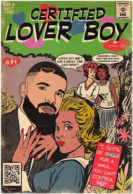 Wall Décor - Motlwat Drake Poster Certified Lover Boy Music Album Posters Aesthetics Room HD Print Canvas Wall Art Home Decor 12x18 inch Unframed…