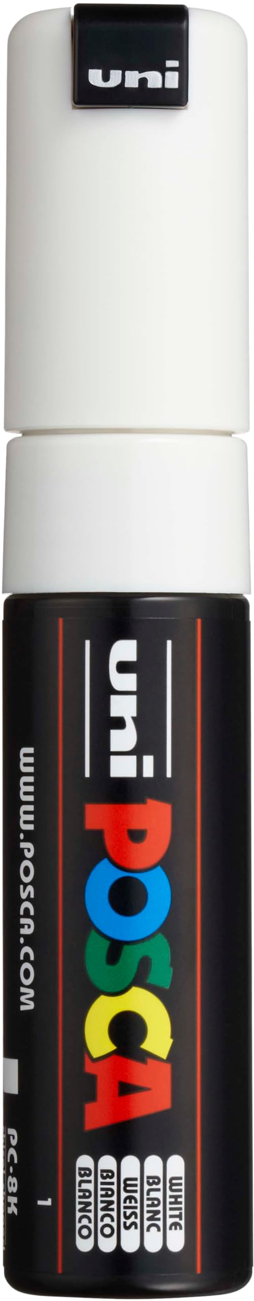 Uni-Ball 182601 - POSCA marker met brede wigvormige punt, PC-8K, wit, 1 stuk