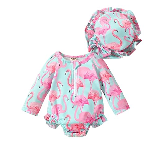 Aimaopao Infant Baby Girls Swimsuit Long Sleeve Zipper Bathing