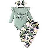 GDTOGRT Newborn Baby Girl Clothes Outfit Set Sweet Ruffle Romper, Pants and Headband 0 3 6 9 12 18 Months Infant Clothing