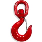 5 Tons Heavy Duty Swivel Hook with Safety Latch,360 Degree Rotating Crane Swivel Lifting Eye Hook for Crane, Swivel Chain Hooks for Lifting Chains Port Transportation, 11000 Lbs Capacity,Red