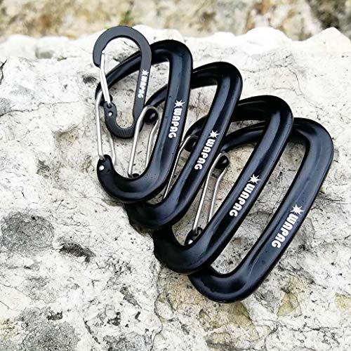 WAPAG Carabiner Clip Keychain, 12KN / 2645lbs 7075 Aluminum Heavy Duty Caribeaner, for Sports & Outdoors, Hammock, Camping, Hiking, Key (Black) - Thumbnail 6