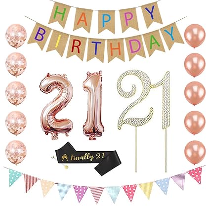 21st Birthday Party Decorations For Her Number 21 Balloon Linen