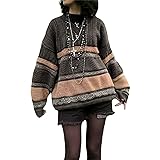 Women Y2K Argyle Striped Pullover Sweater Casual
