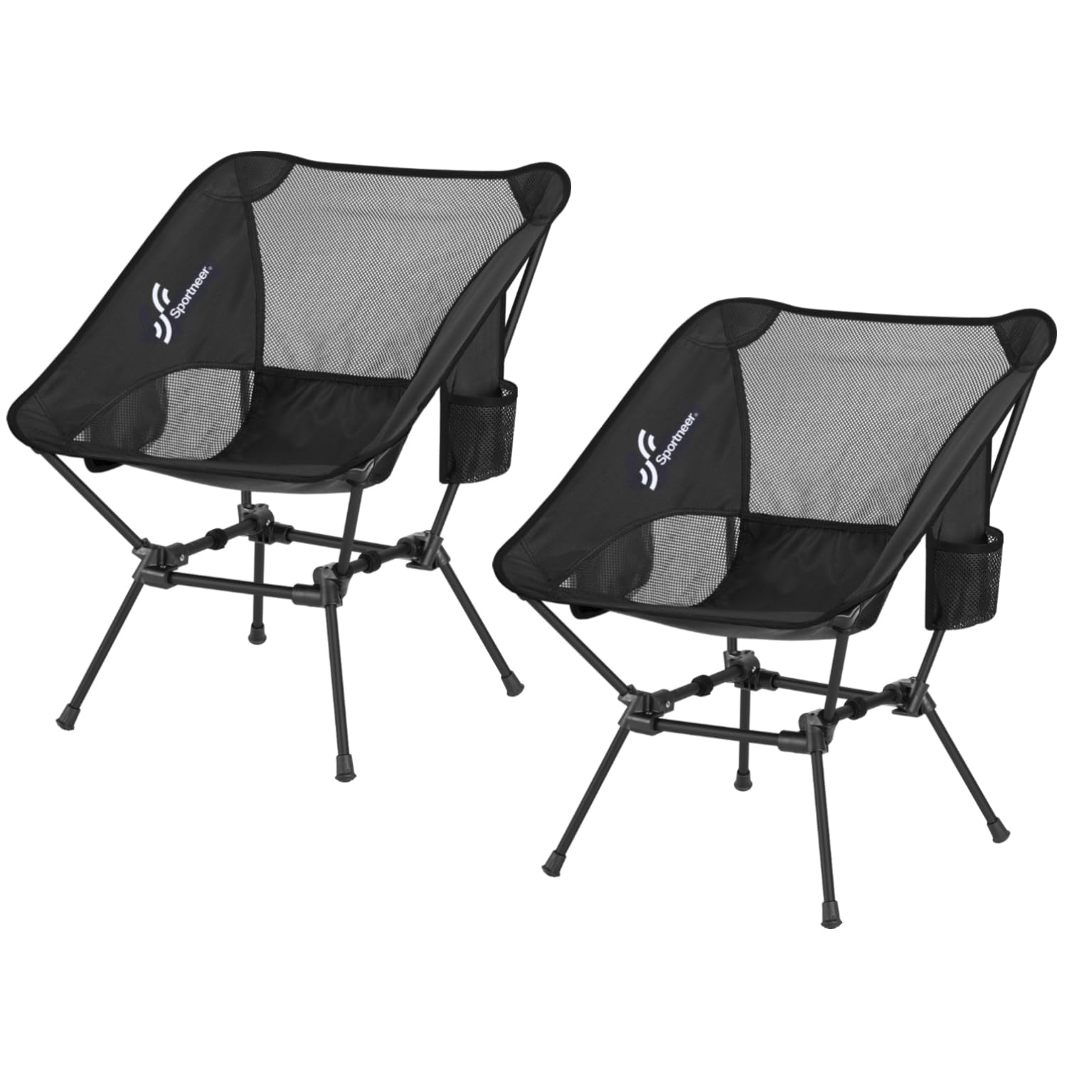 Photo 1 of ***(PARTIAL SET/ ONLY 1 CHAIR)***Sportneer Camping Chairs, Lightweight Outdoor Chairs with 2 Side Pockets & Storage Bag, Foldable & Portable Lawn Chairs for Camping Hiking Lawn Picnic Beach Outdoor Travel (2, Black)
