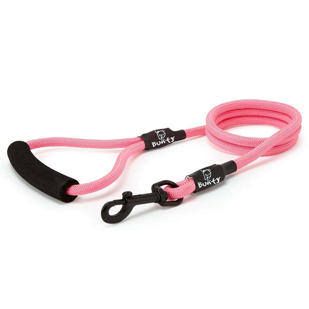 Bunty Nylon Rope Dog Lead with Clip - Extra-Strong Lead, Small, Medium & Large Dogs, Ergonomic Foam Grip - Dog Training Lead & Swivel Clip for Dog Collar - Small, Pink 120cm