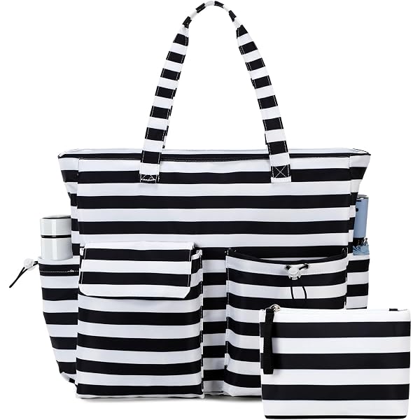 TOPDesign Utility Tote Bag Wasserabweisend – Mit 22 Taschen Innen/außen, Reißverschluss, Verstärktem Boden | Für Beruf, Reisen, Alltag