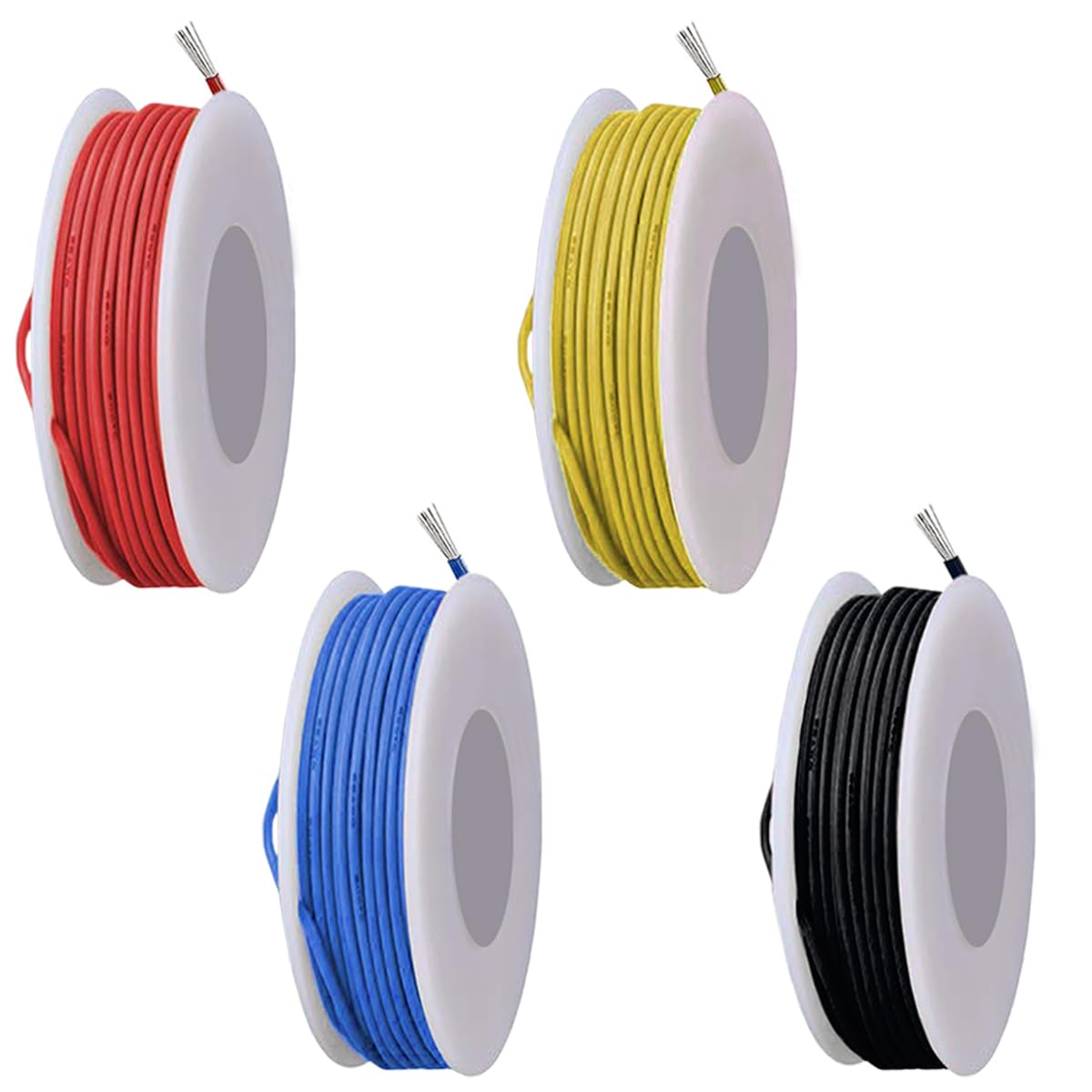 MKBKLLJY 26 Gauge Stranded Wire 300V PVC Electrical Wire 26AWG Insulation Tinned Coated Copper Wire Hook Up Wire 4Colors(Red/Yellow/Blue/Black) 5m/16.4ft Each Wire Assortment for Electronics DIY