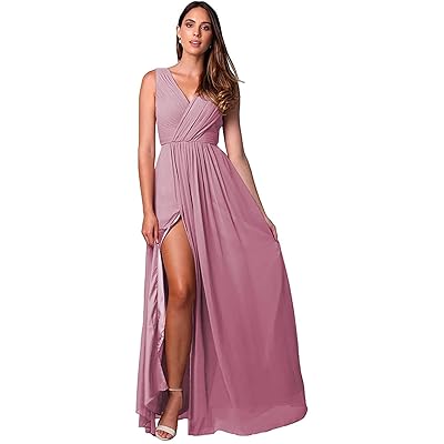 monica bridesmaid dresses Ever-Pretty Double V Neck Long Empire Waist Chiffon Budget Bridesmaid Dress Occasion Dress main image 1