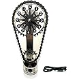 Hotcos Metal Edition Rotating Gear Clock, Creative Timing Chain Clock Shelf Clock, 3D Vintage Statue Timing Chain Clock, Personalized Home Dormitories, Schools (Black)