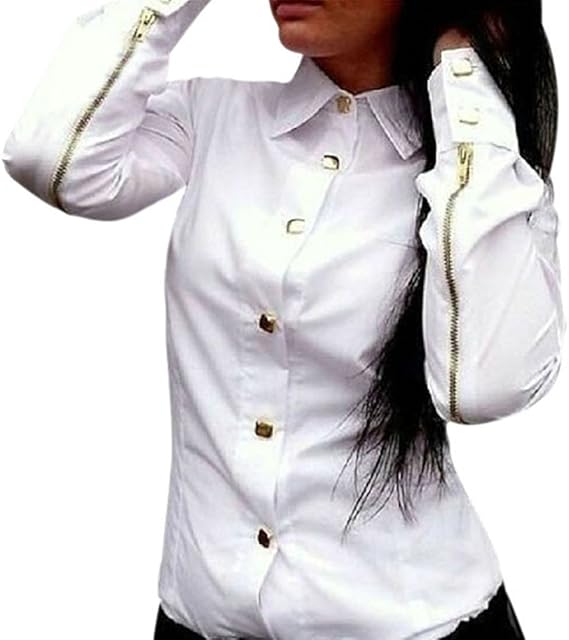 Amazon Yourparcel 女性長袖 T シャツボタンダウン ブラウス ジッパー トップス Xl ホワイト シャツ ブラウス 通販 Amazon Yourparcel 女性長袖 T シャツボタンダウン ブラウス ジッパー トップス Xl ホワイト シャツ ブラウス 通販