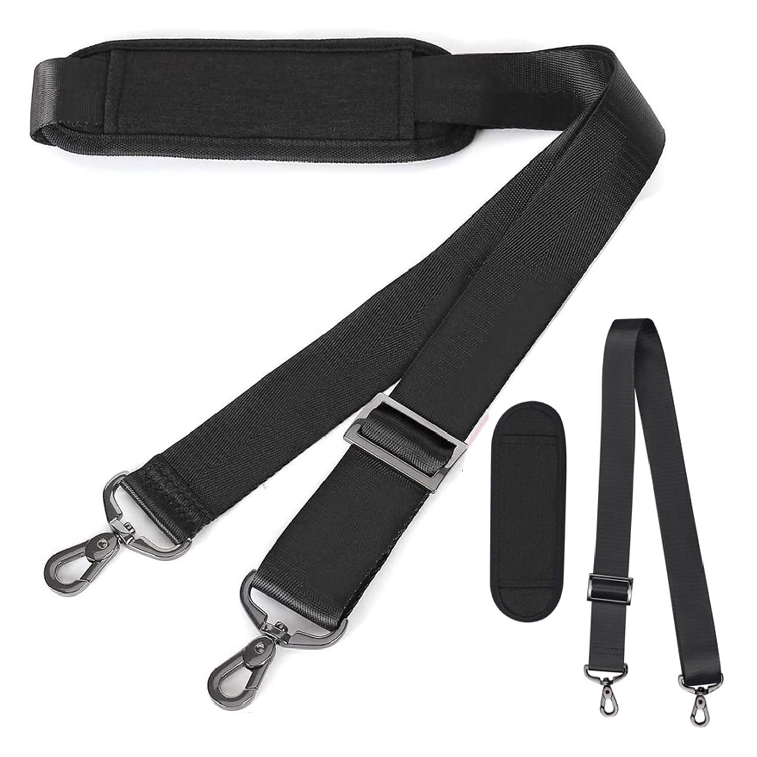 Vikrami lighting Adjustable Shoulder Strap Universal Replacement Bag Strap with Detachable Pad with Metal Swivel Hooks - for Laptop, Camera, Duffel, Messenger Bags and More - Black56inch