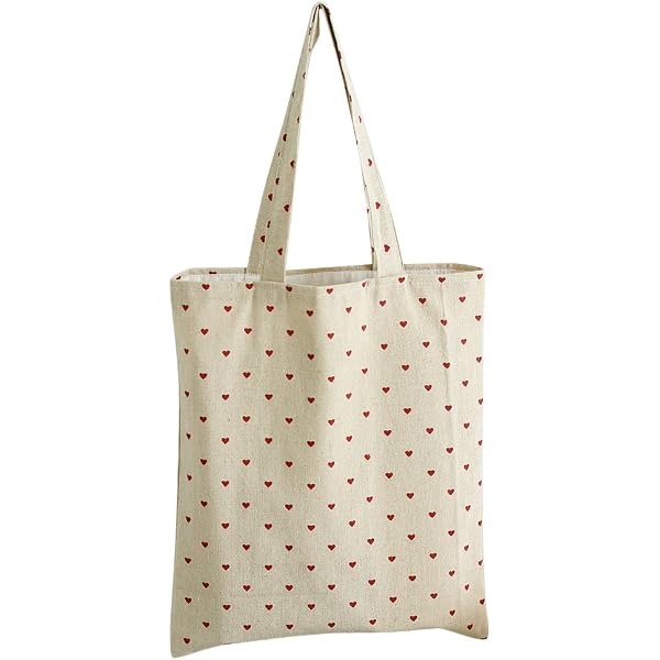 Borsa Per La Spesa Riutilizzabile Fine Line Heart – Beige, Shopping Bag Leggera E Pieghevole, Prodotto UE