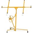 Elevon 11FT Drywall Lift Panel Hoist Jack Lifter, 150LBS Heavy Duty Sheetrock Lift, Rolling Caster Wheels, Lockable Construction Tools, Adjustable Telescopic Arm, Yellow