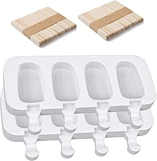 2 Packungen Eisformen Silikon, Silikon EIS am Stiel Formen Set BPA Free,Ice Cream Lollies Makers mit 100 Sticks, DIY Frozen Dessert Eisformen für Kinder Erwachsene