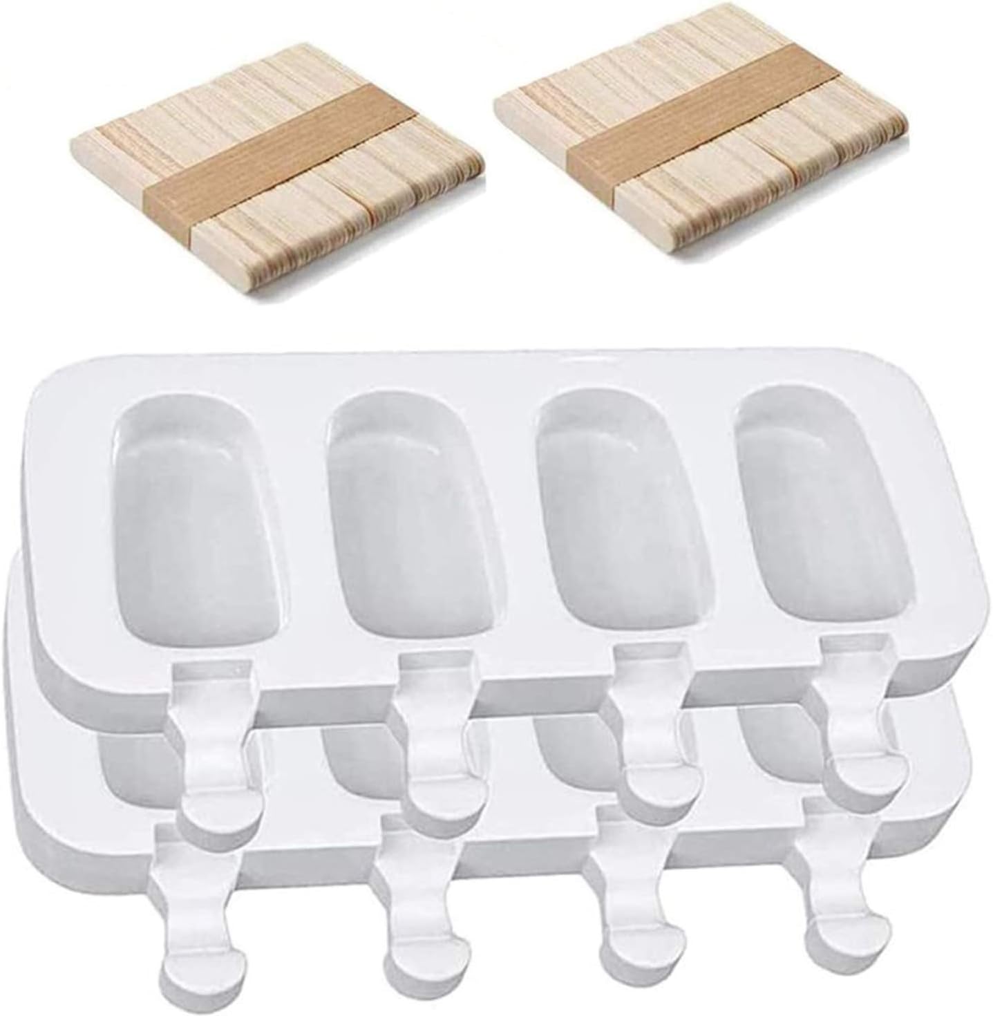 2 Packungen Eisformen Silikon, Silikon EIS am Stiel Formen Set BPA Free,Ice Cream Lollies Makers mit 100 Sticks, DIY Frozen Dessert Eisformen für Kinder Erwachsene