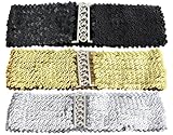Girl Wide Sequin Belt, BONAMART Glitter Elastic Fabric Belt Cinch F Thin Women